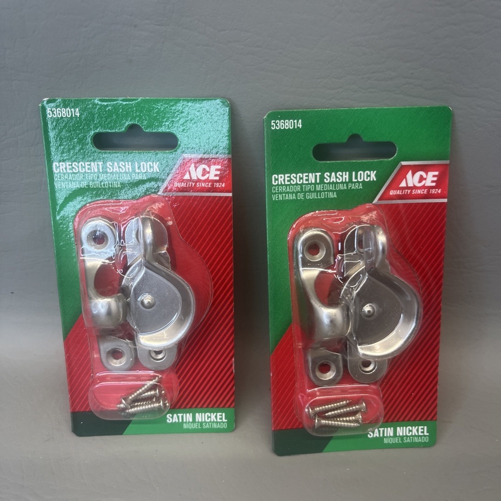 Ace Crescent Sash Lock Satin Nickel Finish 5368014 Lot of 2 - NEW